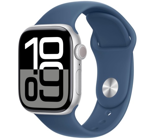 Серебряные Apple Watch S10 с джинсовым ремешком, корпус 42 мм, размер S/M