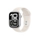 Apple Watch S10 42 мм в серебристом алюминиевом корпусе с ремешком Starlight Sport, размер S/M