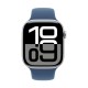 Apple Watch S10 46 мм в алюминиевом корпусе цвета «серебро» с джинсовым спортивным ремешком M/L (MWWM3) — новинка в мире технологий.