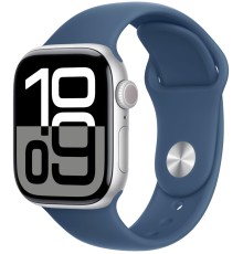 Apple Watch S10 46mm Silver Aluminium Case with Denim Sport Band M/L (MWWM3)