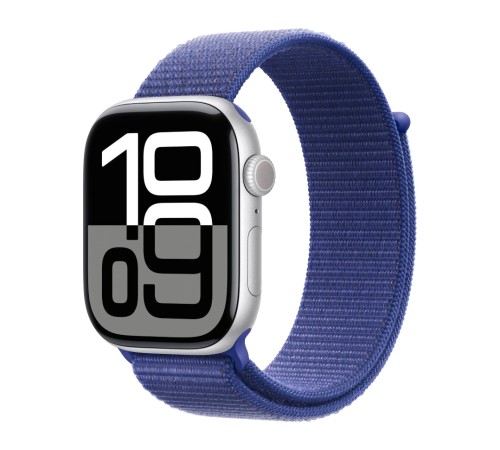 Apple Watch S10 42 мм с серебристым алюминиевым корпусом и спортивным ремешком Ultramarine
