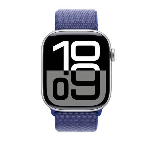 Apple Watch S10 42 мм с серебристым алюминиевым корпусом и спортивным ремешком Ultramarine