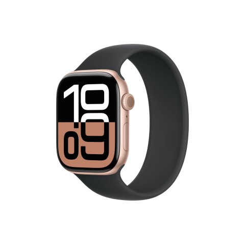 Apple Watch S10 46mm Rose Gold Aluminum Case with Black Solo Loop Size 9