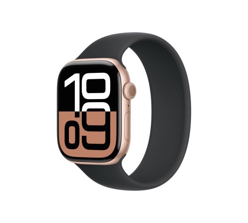 Apple Watch S10 46mm Rose Gold Aluminum Case with Black Solo Loop Size 9