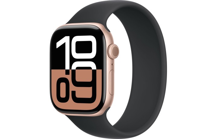 Apple Watch S10 46mm Rose Gold Aluminum Case with Black Solo Loop Size 9