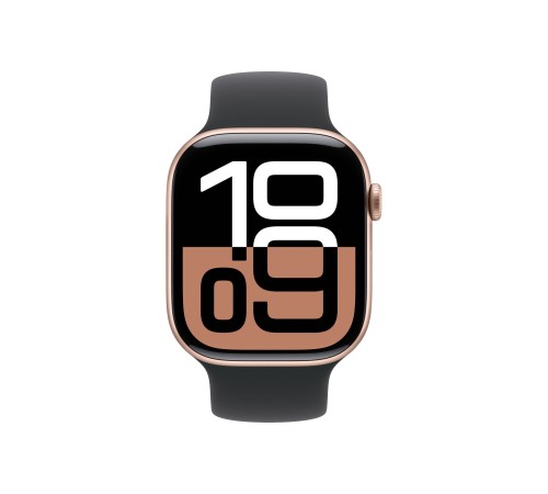 Apple Watch S10 46mm Rose Gold Aluminum Case with Black Solo Loop Size 9