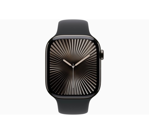 Apple Watch S10 46 мм в титановом корпусе Slate Titanium с чёрным спортивным ремешком M/L