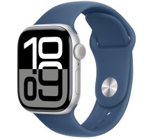 Apple Watch S10 42mm Silver Aluminium Case with Denim Sport Band M/L 