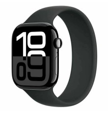 Apple Watch S10 46mm Jet Black Aluminum Case with Black Solo Loop Size 10