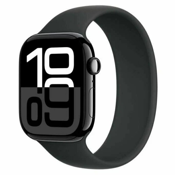Apple Watch S10 46mm Jet Black Aluminum Case with Black Solo Loop Size 10