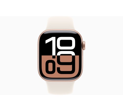 Роскошные Apple Watch S10 42 мм в розовом золотом алюминиевом корпусе со спортивным ремешком Starlight, размер S/M