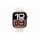 Роскошные Apple Watch S10 42 мм в розовом золотом алюминиевом корпусе со спортивным ремешком Starlight, размер S/M