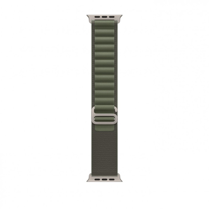 Ремешок для Apple Watch Ultra 49mm Dark Green Alpine Loop - S (Зеленый) Natural Titanium Finish