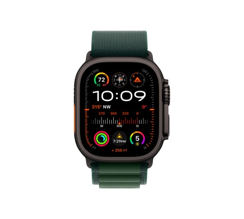 Умные часы Apple Watch Ultra 2 (2024): чёрный титан и зелёный ремешок Alpine Loop