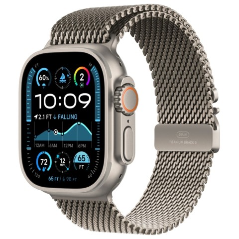 Умные часы Apple Watch Ultra 2 (2024) GPS + Cellular, 49 мм, корпус из бежевого титана, ремешок Natural Titanium Milanese Loop, S