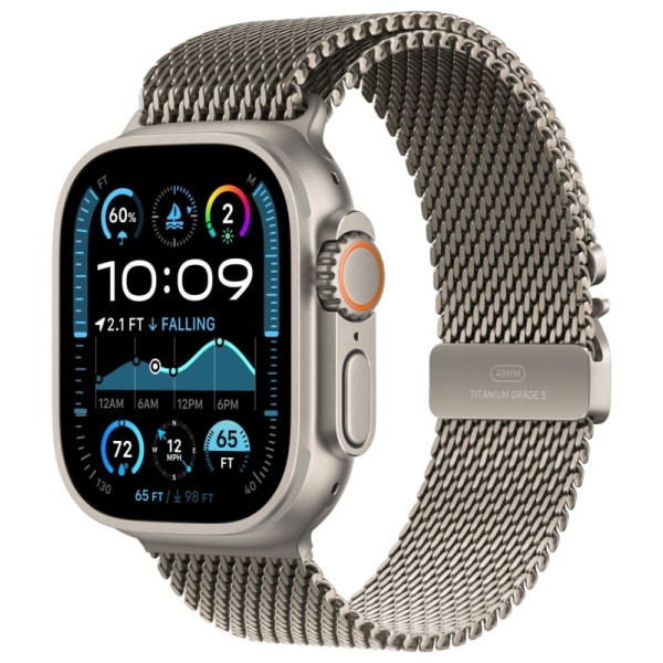 Умные часы Apple Watch Ultra 2 (2024) GPS + Cellular, 49 мм, корпус из бежевого титана, ремешок Natural Titanium Milanese Loop, S