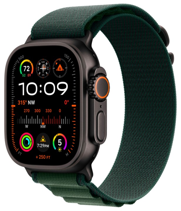 Умные часы Apple Watch Ultra 2 (2024) GPS + Cellular, 49 мм, корпус из черного титана, ремешок Alpine Loop Dark Green зеленого цвета, HK, размер S