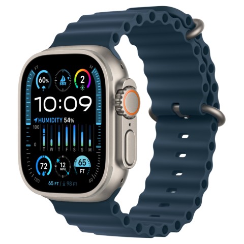 Умные часы Apple Watch Ultra 2 (2024) GPS + Cellular, 49 мм, корпус из бежевого титана, ремешок Ocean Band Navy HK синего цвета