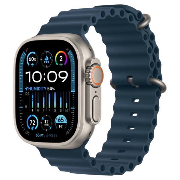Умные часы Apple Watch Ultra 2 (2024) GPS + Cellular, 49 мм, корпус из бежевого титана, ремешок Ocean Band Navy HK синего цвета