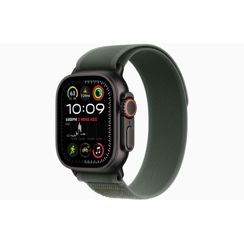 Умные часы Apple Watch Ultra 2 (2024) GPS + Cellular, 49 мм, корпус из черного титана, ремешок Green Trail Loop US, размер M/L