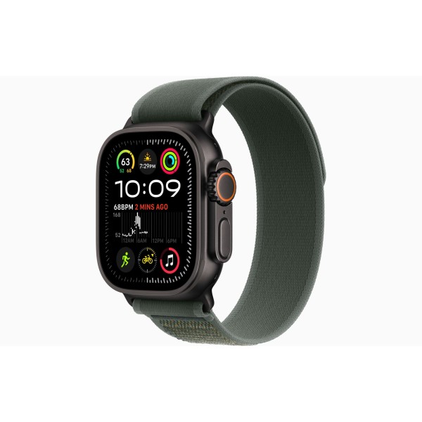 Умные часы Apple Watch Ultra 2 (2024) GPS + Cellular, 49 мм, корпус из черного титана, ремешок Green Trail Loop US, размер M/L