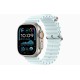 Apple Watch Ultra 2 (2024): умные часы с GPS и Cellular, корпус из бежевого титана, ремешок Ice Blue Ocean Band, 49 мм.