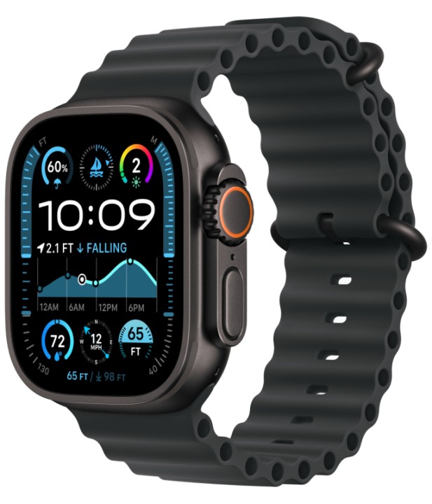Умные часы Apple Watch Ultra 2 (2024) GPS + Cellular, 49 мм, корпус из черного титана, ремешок Ocean Band черного цвета