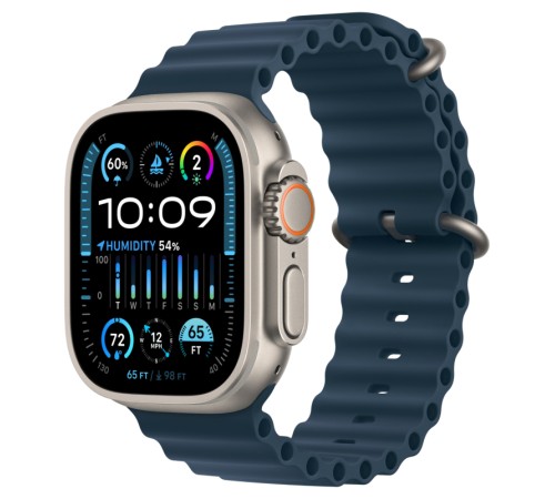 Apple Watch Ultra 2 (2024): умные часы с GPS и Cellular, 49 мм, бежевый титан, ремешок Ocean Band Navy
