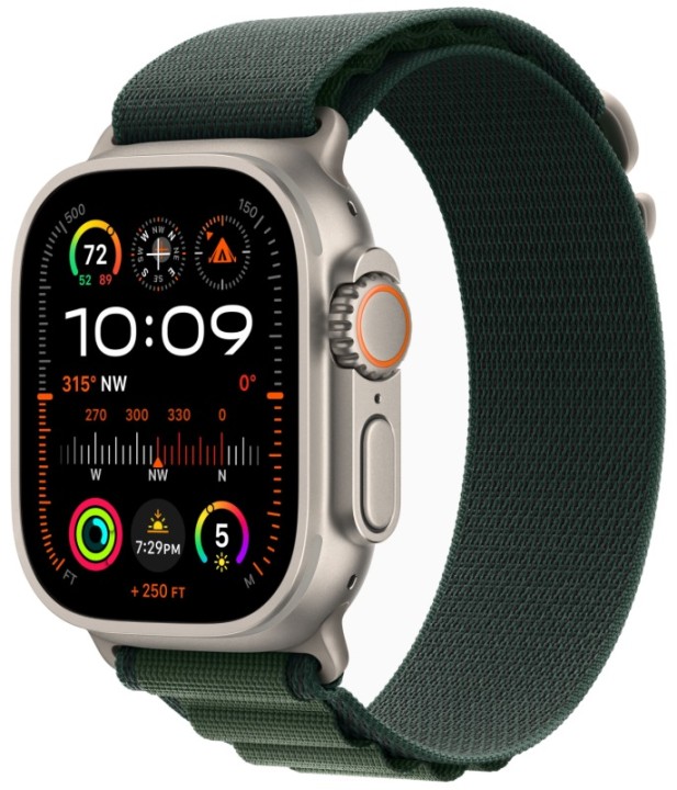Умные часы Apple Watch Ultra 2 (2024) GPS + Cellular, 49 мм, корпус из бежевого титана, ремешок Alpine Loop Dark Green зеленого цвета, размер M