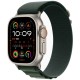 Умные часы Apple Watch Ultra 2 (2024): бежевые часы с зелёным ремешком Alpine Loop