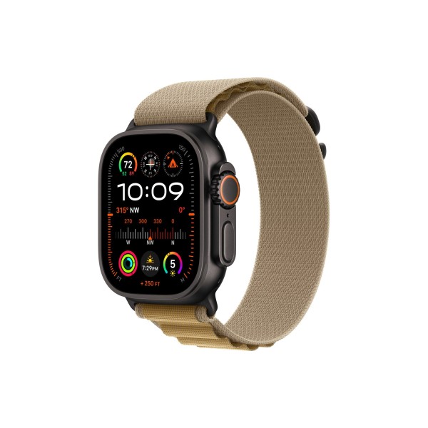 Умные часы Apple Watch Ultra 2 (2024) GPS + Cellular, 49 мм, корпус из черного титана, ремешок Alpine Loop Tan бежевого цвета US, размер M