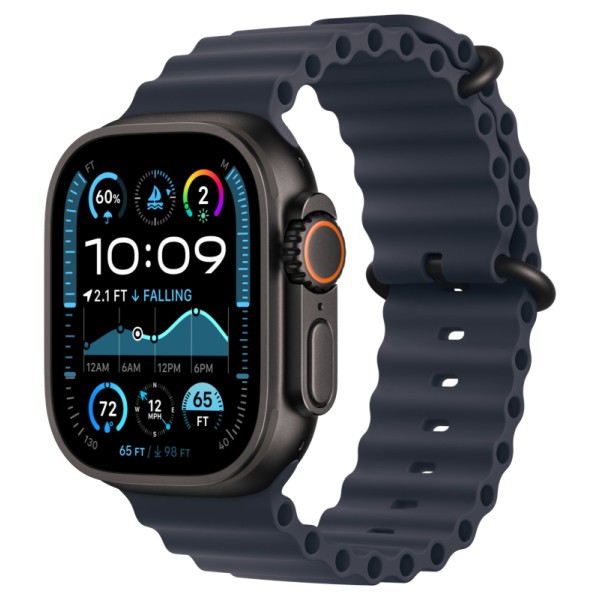 Умные часы Apple Watch Ultra 2 (2024) GPS + Cellular, 49 мм, корпус из черного титана, ремешок Ocean Band Navy US синего цвета