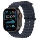 Apple Watch Ultra 2 (2024): умные часы с GPS и Cellular, корпус из чёрного титана, ремешок Ocean Band Navy US синего цвета, 49 мм.
