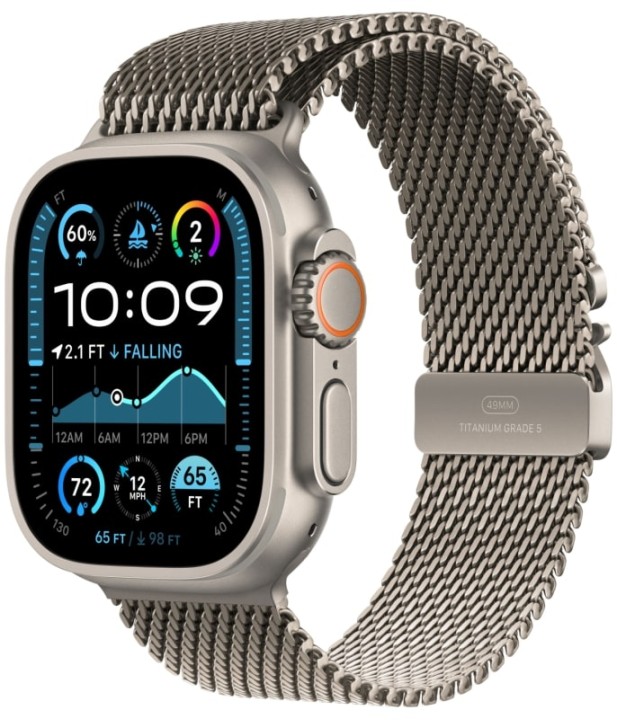 Умные часы Apple Watch Ultra 2 (2024) GPS + Cellular, 49 мм, корпус из бежевого титана, ремешок Natural Titanium Milanese Loop, L