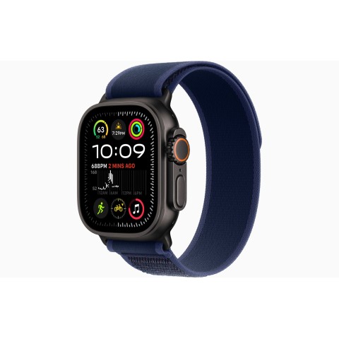 Умные часы Apple Watch Ultra 2 (2024) GPS + Cellular, 49 мм, корпус из черного титана, ремешок Blue Trail Loop US, размер S/M