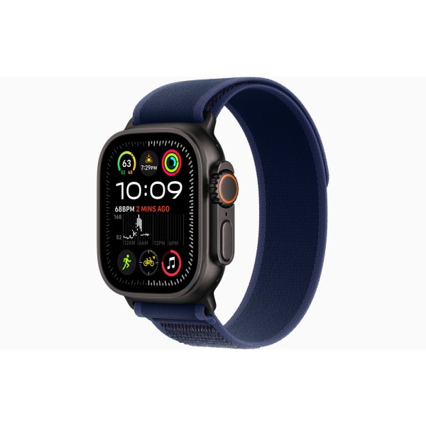 Умные часы Apple Watch Ultra 2 (2024) GPS + Cellular, 49 мм, корпус из черного титана, ремешок Blue Trail Loop US, размер S/M