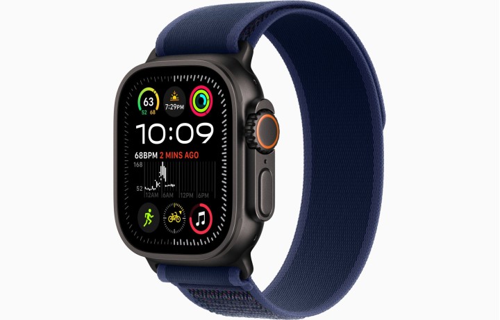 Умные часы Apple Watch Ultra 2 (2024) GPS + Cellular, 49 мм, корпус из черного титана, ремешок Blue Trail Loop US, размер S/M