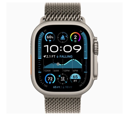 Умные часы Apple Watch Ultra 2 (2024) с GPS и Cellular, 49 мм, корпус из бежевого титана, ремешок Natural Titanium Milanese Loop, размер M
