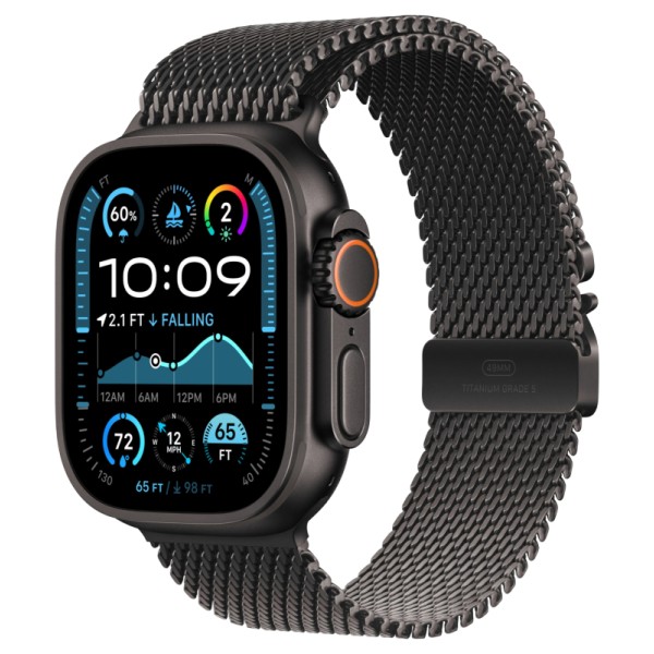 Умные часы Apple Watch Ultra 2 (2024) GPS + Cellular, 49 мм, корпус из черного титана, ремешок Black Titanium Milanese Loop, S