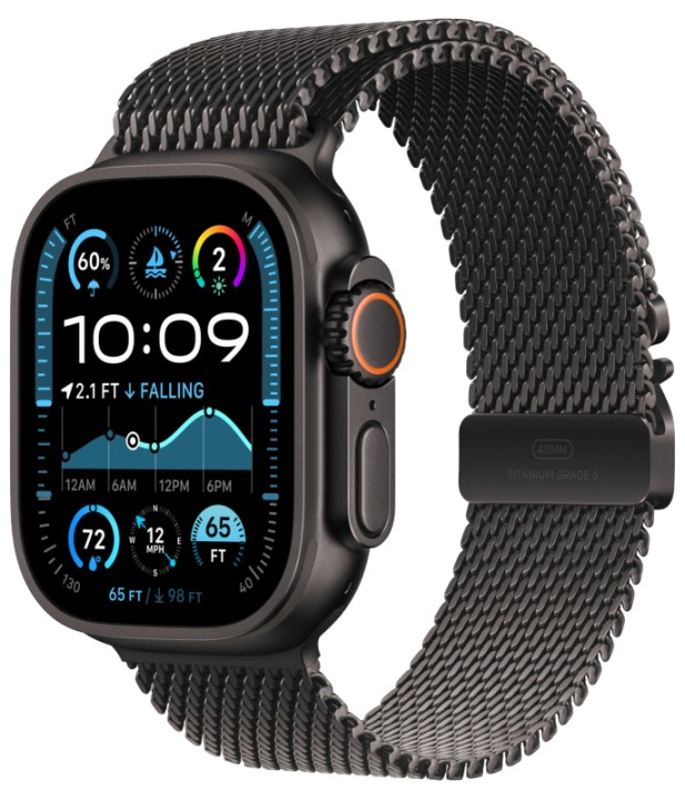 Умные часы Apple Watch Ultra 2 (2024) GPS + Cellular, 49 мм, корпус из черного титана, ремешок Black Titanium Milanese Loop, S