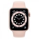 Золотые умные часы Apple Watch Series 6 44 мм с розовым спортивным ремешком