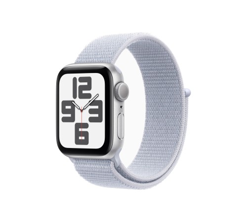 Умные часы Apple Watch SE 2 (2024) 40 мм с серебристым алюминиевым корпусом и голубым спортивным ремешком