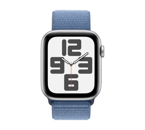 Умные часы Apple Watch SE 2 (2024) 40 мм с серебристым алюминиевым корпусом и зимне-синим спортивным ремешком