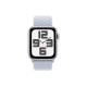 Умные часы Apple Watch SE 2 (2024) 40 мм с серебристым алюминиевым корпусом и голубым спортивным ремешком Cloud Sport Loop (версия для США)