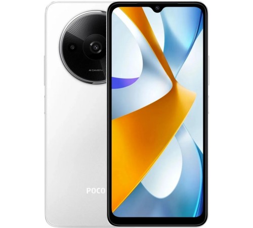 POCO C61 4/128ГБ — стильный белый смартфон с Dual nano SIM