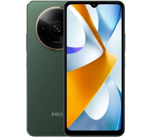 Смартфон POCO C61 3/64 ГБ в зелёном цвете — надёжное устройство на Dual nano-SIM