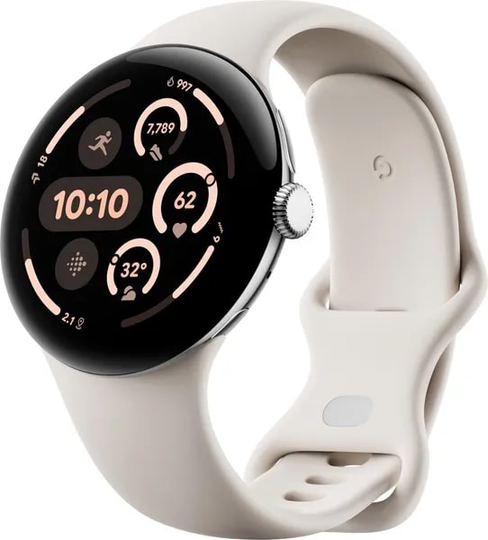 Умные часы Google Pixel Watch 3 WiFi 45 mm Polished Silver Case / Porcelian Active Band, US