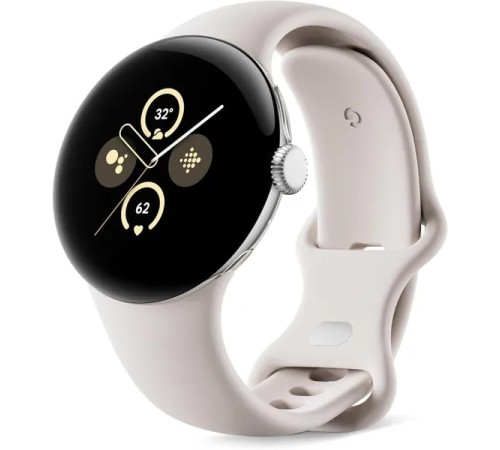 Умные часы Google Pixel Watch 2 LTE в серебристом корпусе и керамической ленте: модель из США