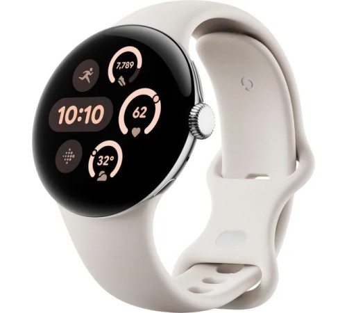 Умные часы Google Pixel Watch 3 41 мм: серебристый корпус и керамическая активная лента