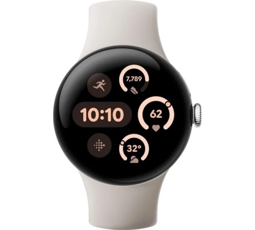 Умные часы Google Pixel Watch 3 41 мм: серебристый корпус и керамическая активная лента